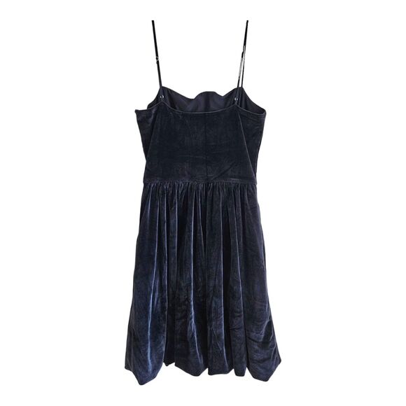 ABERCROMBIE & FITCH Tall ST MT Dress Gray Velour Spaghetti Straps Bubble Hem - Picture 8 of 8